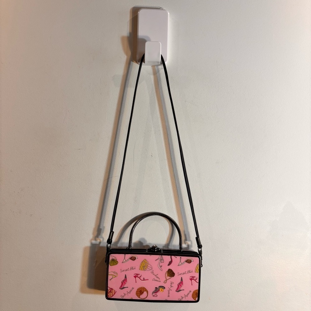 ADIR ACCESSORIES Mini Bag with Strap Converts to Clutch Pink with Heels Pattern